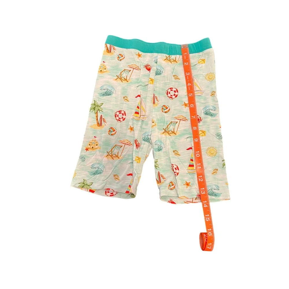 Little‎ Frugals Bamboo Pajamas Set 7/8 Beach Sailboat Print Short Sleeve Teal